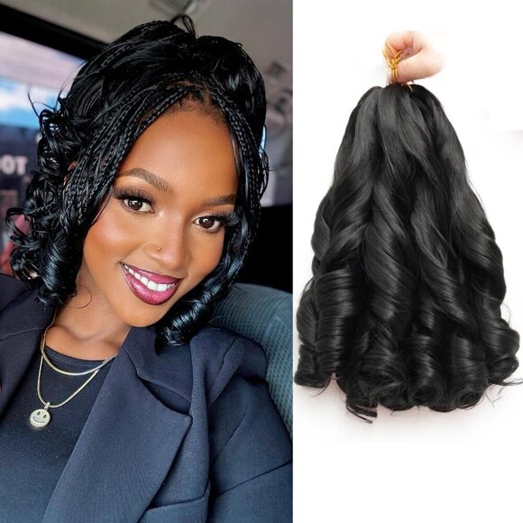French Curl Braiding Hair 12Inch 8Packs French Curl Crochet Braids Short Curly C - Picture 1 of 7